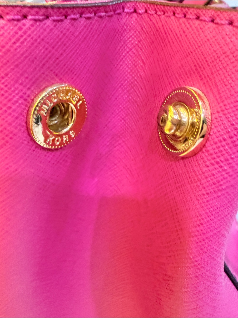 Michael Kors Hot Pink Saffiano Satchel with Gold Hardware - Picture 7 of 12